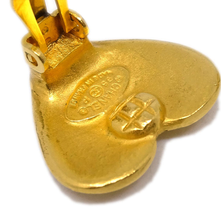 Chanel Gold Heart Earrings Clip-On 95P