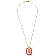 Chanel Gold Pink Acrylic Pendant Necklace 03P