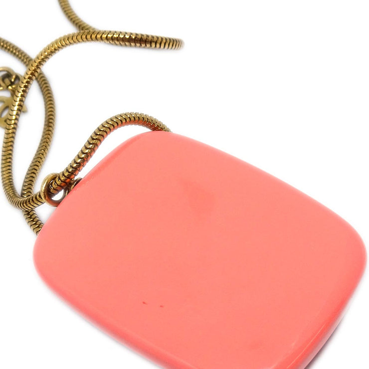 Chanel Gold Pink Acrylic Pendant Necklace 03P