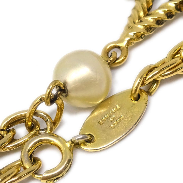 Chanel Star Chain Bracelet Gold Costume Pearl 1982