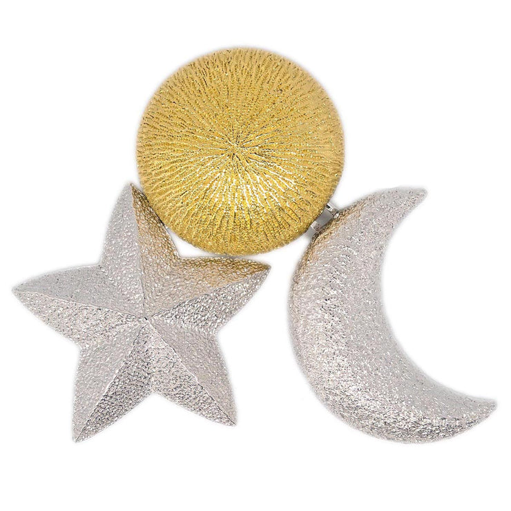 Christian Dior Star Moon Brooch Pin Silver Gold
