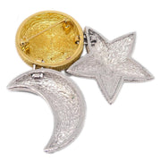 Christian Dior Star Moon Brooch Pin Silver Gold
