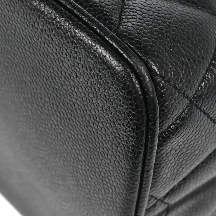 Chanel 2003-2004 Black Caviar Medallion Tote Handbag