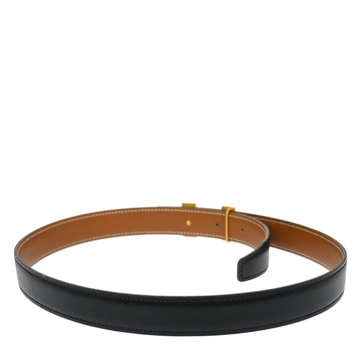 Hermes Black Box Calf Constance Reversible Belt #70 Small Good