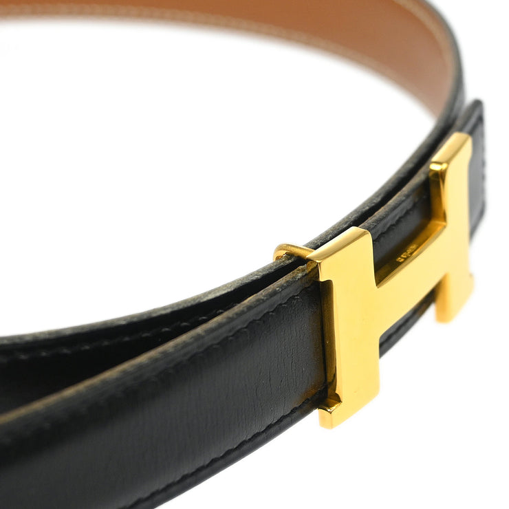 Hermes Black Box Calf Constance Reversible Belt #70 Small Good