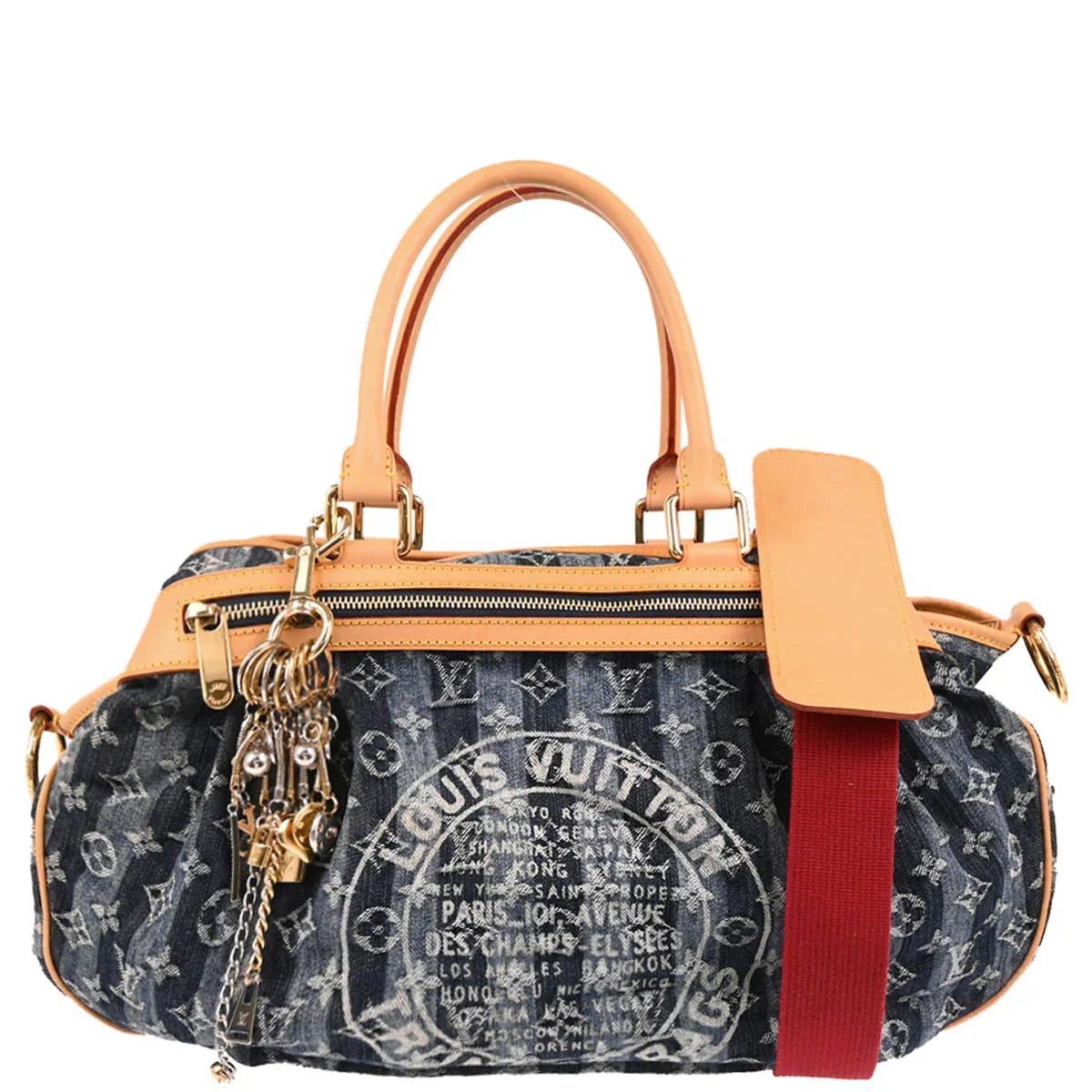 Louis Vuitton 2006 Blue Monogram Denim Cabas Raye GM 2way Tote M95336
