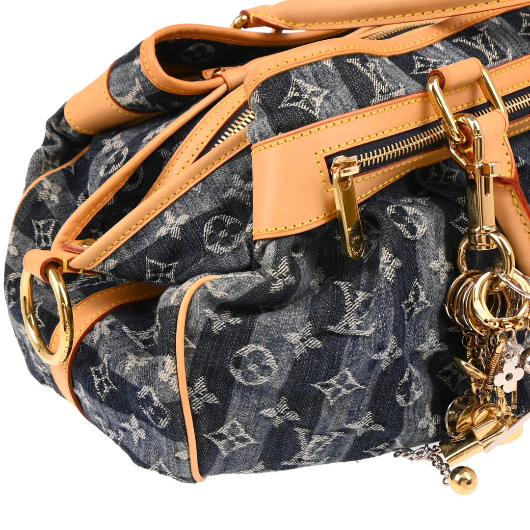 Louis Vuitton 2006 Blue Monogram Denim Cabas Raye GM 2way