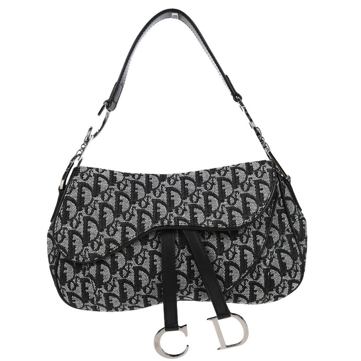 Christian Dior 2002 Black Double Saddle Handbag