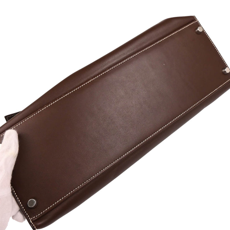 Hermes 2007 Havane Swift Kelly Flat 35 Retourne 2way Shoulder Handbag