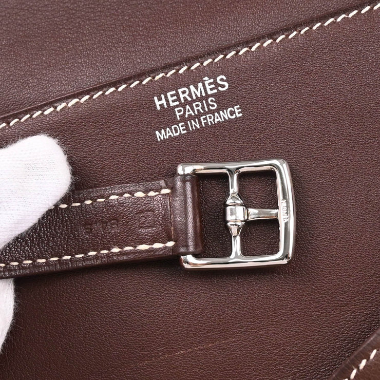 Hermes 2007 Havane Swift Kelly Flat 35 Retourne 2way Shoulder Handbag