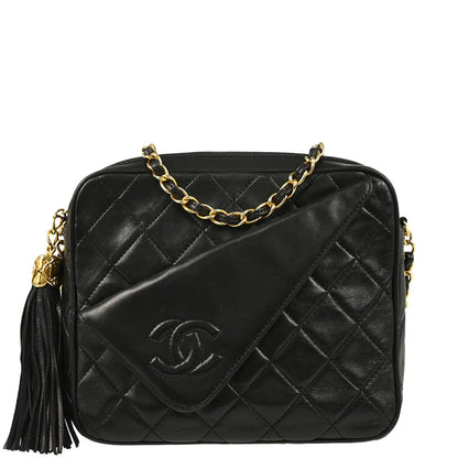 Chanel 1989-1991 Black Lambskin Camera Bag Mini