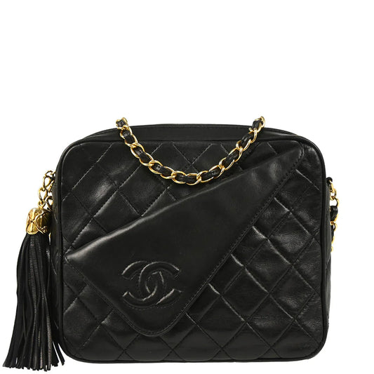 Chanel 1989-1991 Black Lambskin Camera Bag Mini
