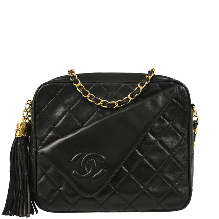 Chanel 1989-1991 Black Lambskin Camera Bag Mini