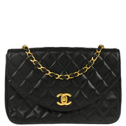 Chanel 1986-1988 Black Lambskin Single Flap Shoulder Bag