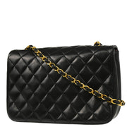 Chanel 1986-1988 Black Lambskin Single Flap Shoulder Bag