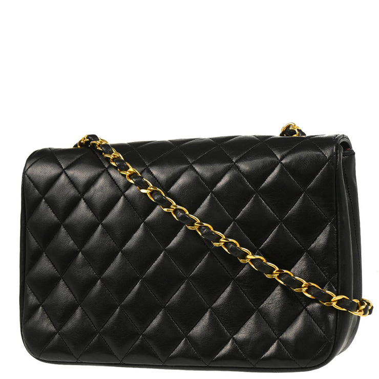 Chanel 1986-1988 Black Lambskin Single Flap Shoulder Bag