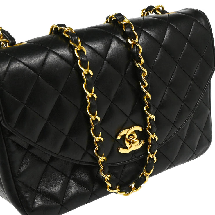 Chanel 1986-1988 Black Lambskin Single Flap Shoulder Bag