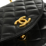 Chanel 1986-1988 Black Lambskin Single Flap Shoulder Bag