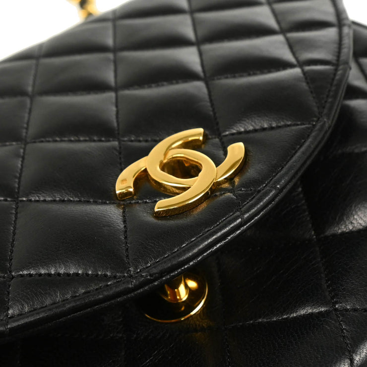 Chanel 1986-1988 Black Lambskin Single Flap Shoulder Bag