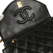 Chanel 1986-1988 Black Lambskin Single Flap Shoulder Bag