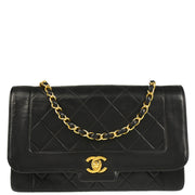 Chanel 1989-1991 Black Lambskin Single Flap Shoulder Bag
