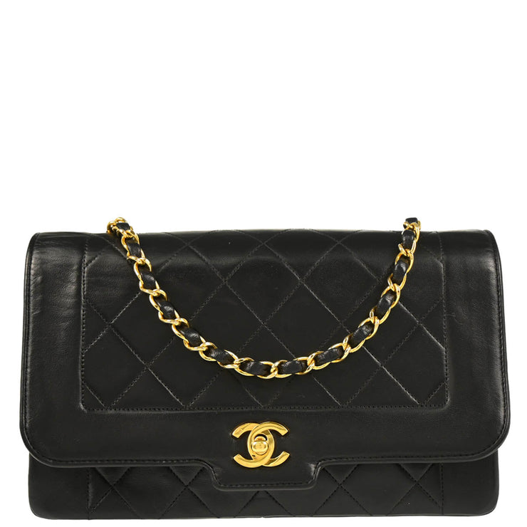 Chanel 1989-1991 Black Lambskin Single Flap Shoulder Bag