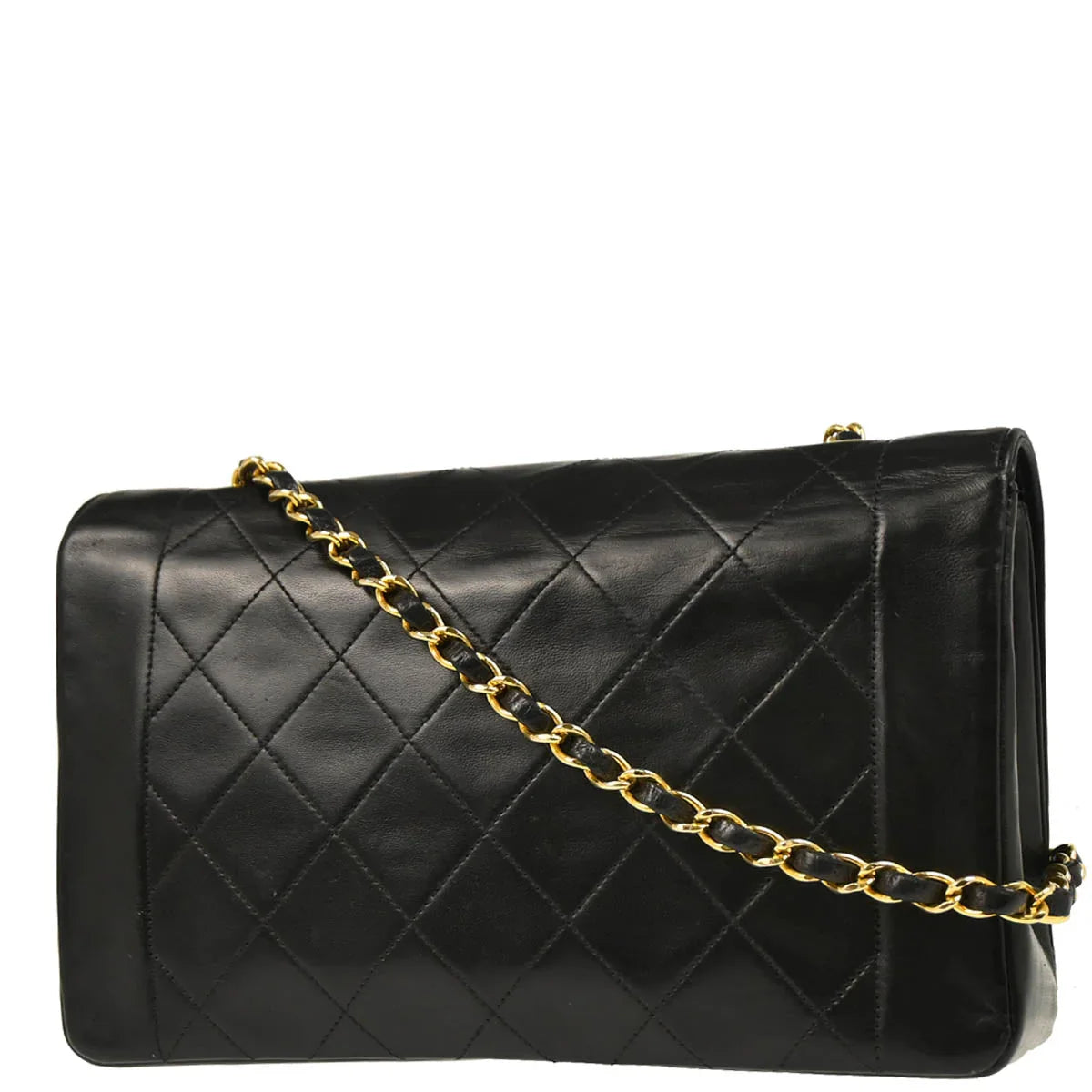 Chanel 1989-1991 Black Lambskin Single Flap Shoulder Bag