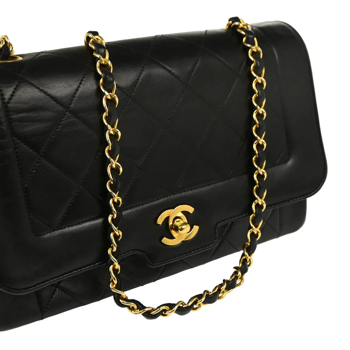 Chanel 1989-1991 Black Lambskin Single Flap Shoulder Bag