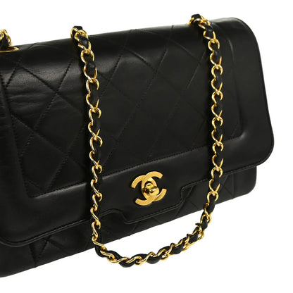 Chanel 1989-1991 Black Lambskin Single Flap Shoulder Bag