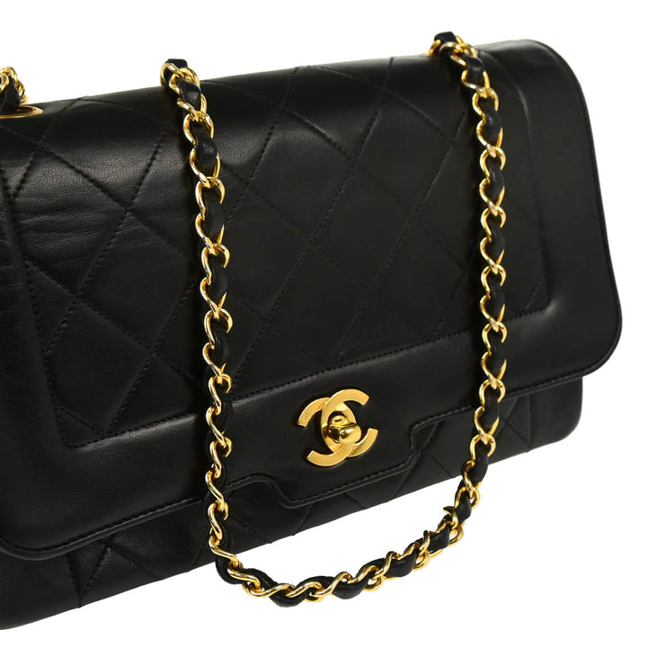 Chanel 1989-1991 Black Lambskin Single Flap Shoulder Bag