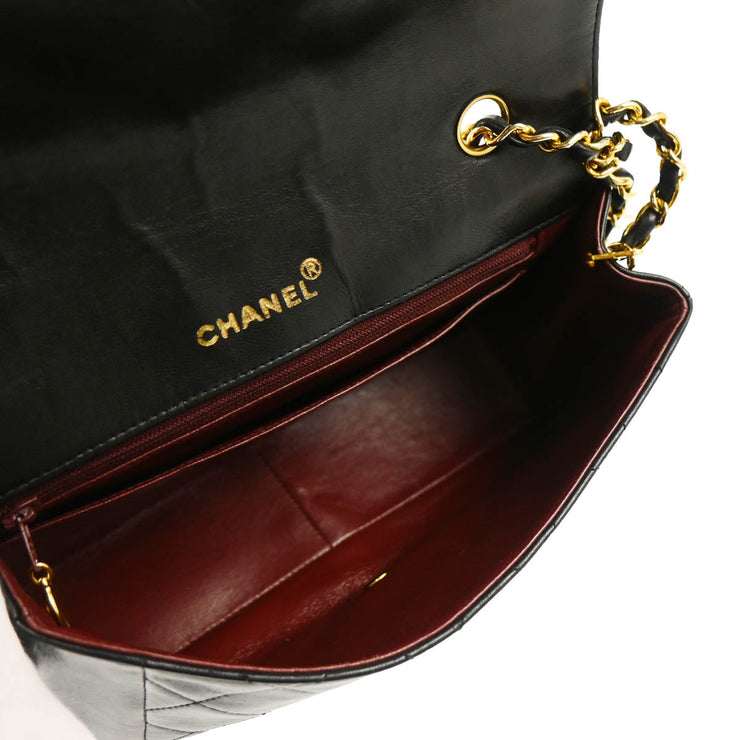 Chanel 1989-1991 Black Lambskin Single Flap Shoulder Bag