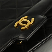 Chanel 1989-1991 Black Lambskin Single Flap Shoulder Bag