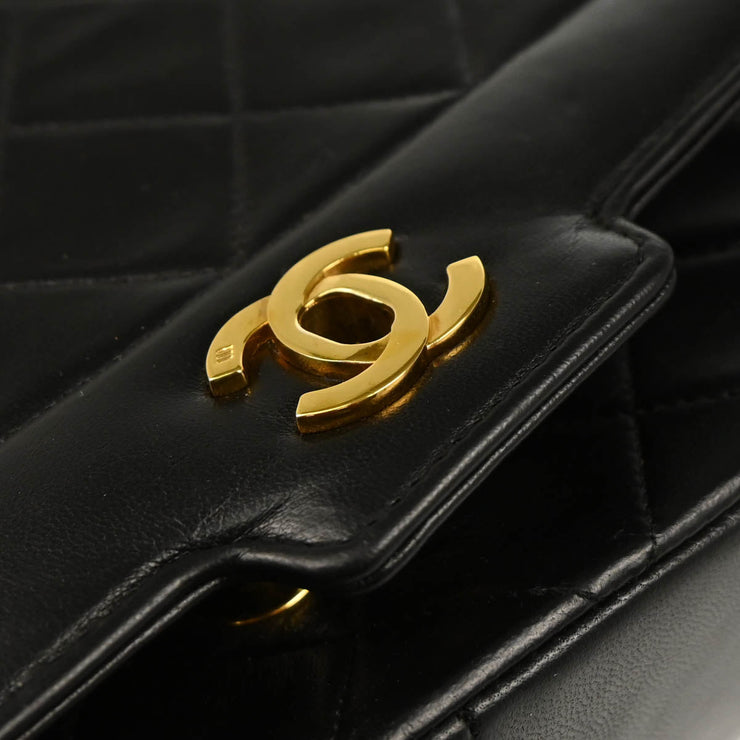 Chanel 1989-1991 Black Lambskin Single Flap Shoulder Bag