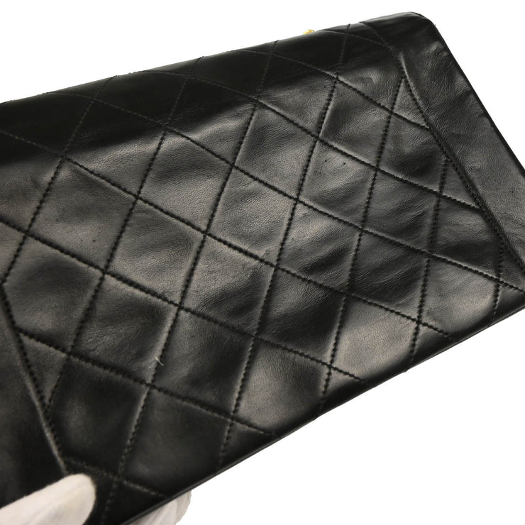 Chanel 1989-1991 Black Lambskin Single Flap Shoulder Bag