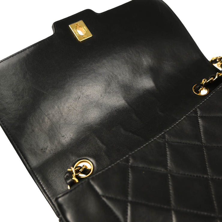Chanel 1989-1991 Black Lambskin Single Flap Shoulder Bag