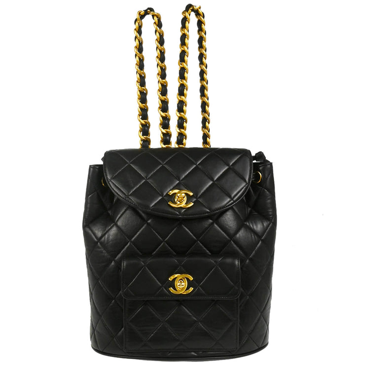 Chanel Black 1991-1994 Lambskin Large Duma Backpack