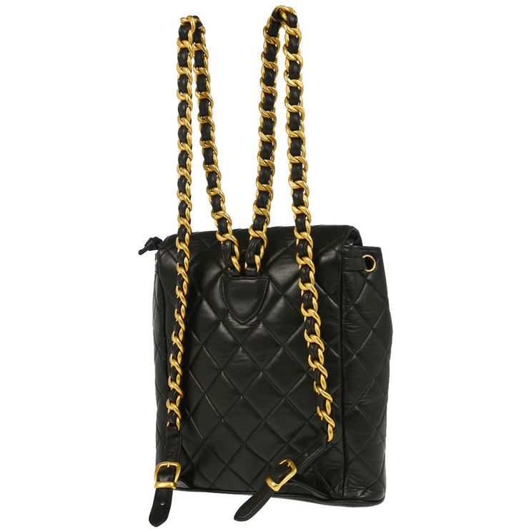 Chanel Black 1991-1994 Lambskin Large Duma Backpack