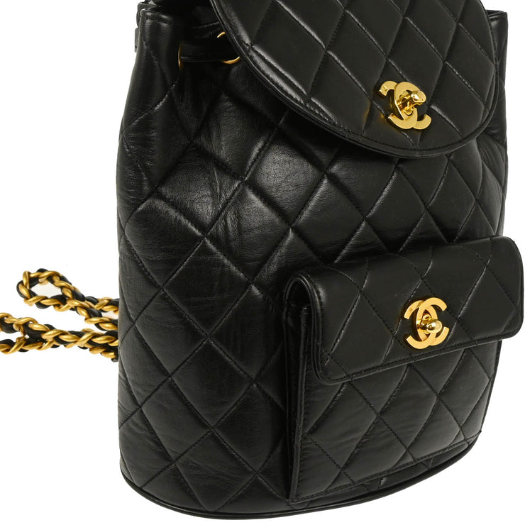 Chanel Black 1991-1994 Lambskin Large Duma Backpack
