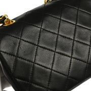 Chanel 1986-1988 Black Lambskin Straight Flap Shoulder Bag
