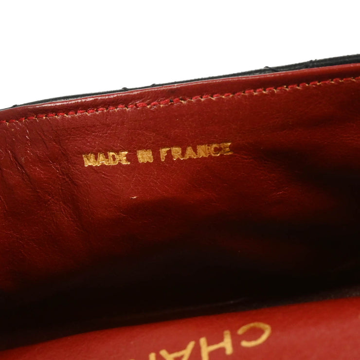 Chanel 1986-1988 Black Lambskin Straight Flap Shoulder Bag