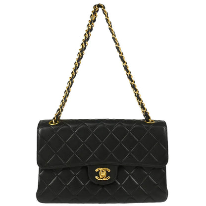 Chanel 1996-1997 Black Lambskin Double Sided Classic Flap Shoulder Bag
