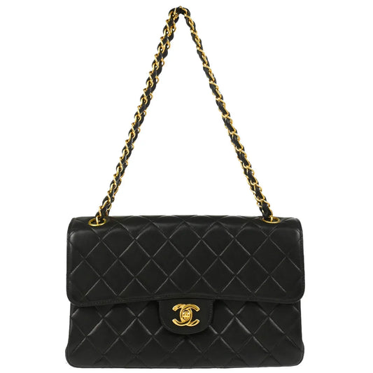 Chanel 1996-1997 Black Lambskin Double Sided Classic Flap Shoulder Bag