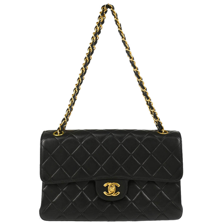 Chanel 1996-1997 Black Lambskin Double Sided Classic Flap Shoulder Bag