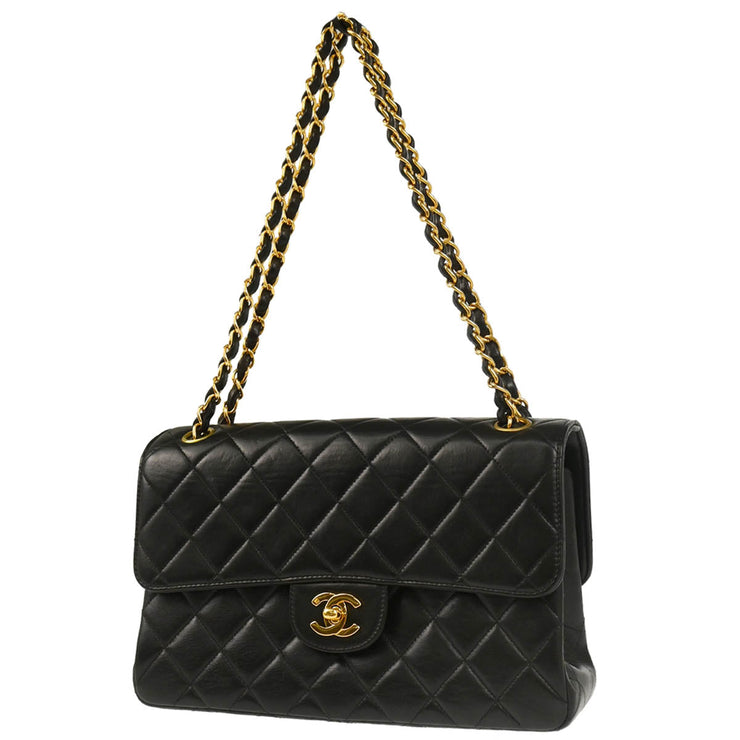 Chanel 1996-1997 Black Lambskin Double Sided Classic Flap Shoulder Bag