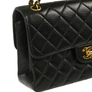 Chanel 1996-1997 Black Lambskin Double Sided Classic Flap Shoulder Bag