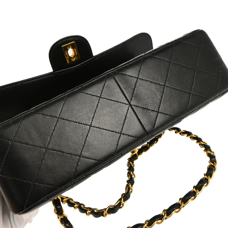 Chanel 1996-1997 Black Lambskin Double Sided Classic Flap Shoulder Bag