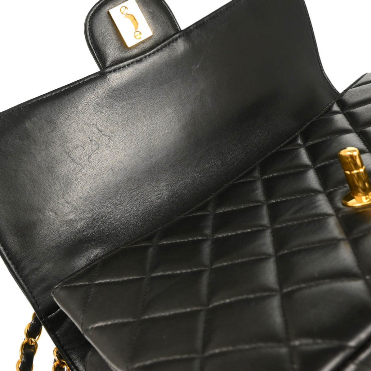 Chanel 1996-1997 Black Lambskin Double Sided Classic Flap Shoulder Bag