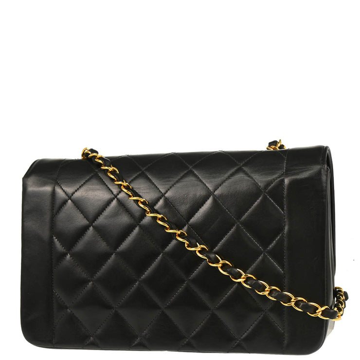 Chanel 1994-1996 Black Lambskin Medium Diana Shoulder Bag