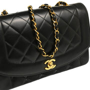 Chanel 1994-1996 Black Lambskin Medium Diana Shoulder Bag