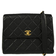 Chanel 1996-1997 Black Lambskin Straight Flap Shoulder Bag